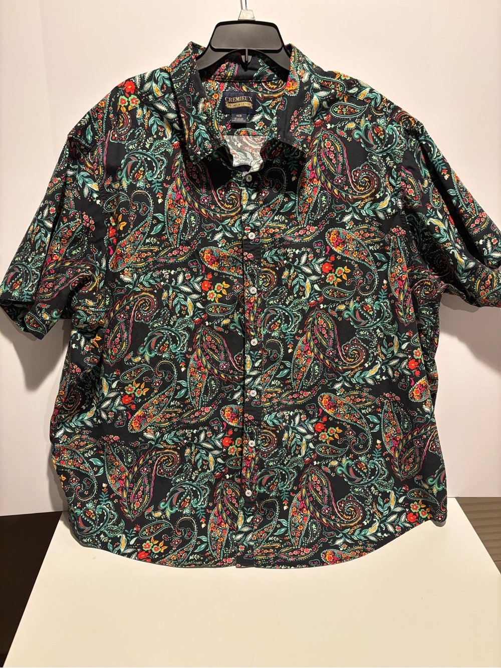 Daniel Cremieux Men’s Big and Tall Black Paisley Short-Sleeve Button-Up Shirt